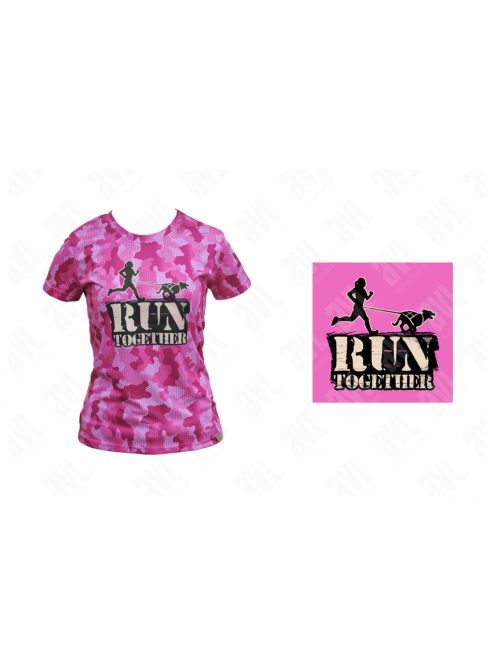 Kutyás ’Run Together’ női rózsaszín technikai póló