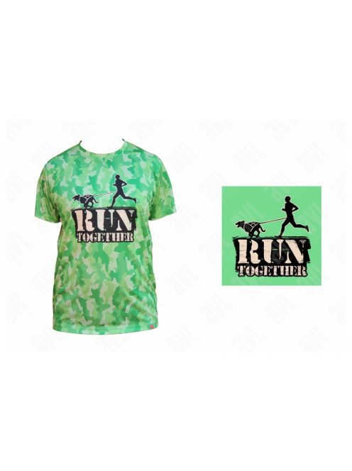 Kutyás ’Run Together’ unisex zöld technikai póló 