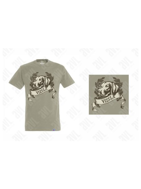 Vizslafej mintás khaki unisex póló