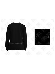 Agárfej mintás női fekete pulóver 