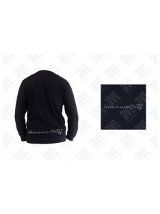 Agárfej mintás unisex fekete pulóver 