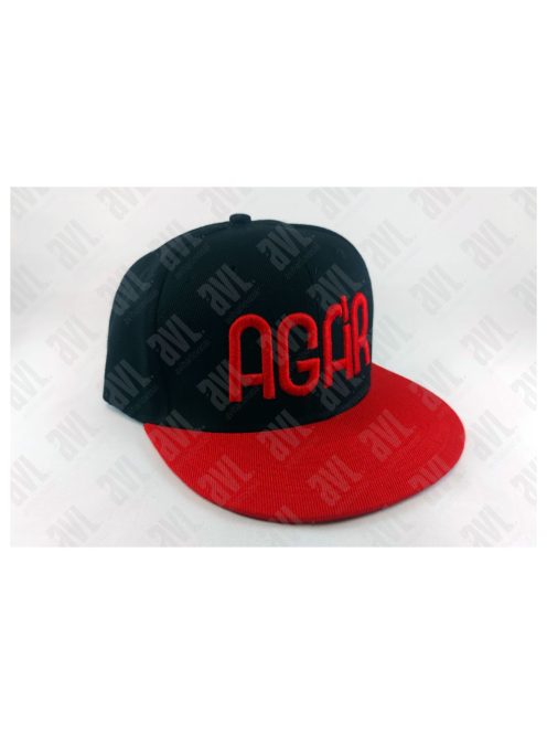 Agár feliratos 3D hímzett fekete-piros snapback sapka