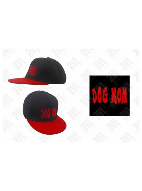 Dog Mom hímzett fekete-piros snapback sapka