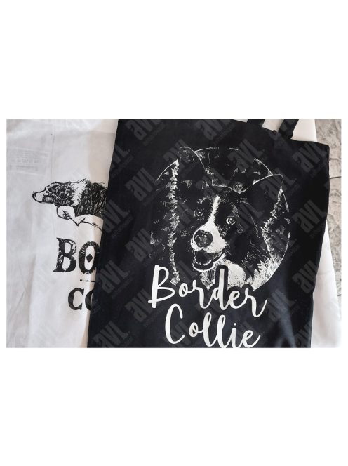 Border collie fehér vászonszatyor